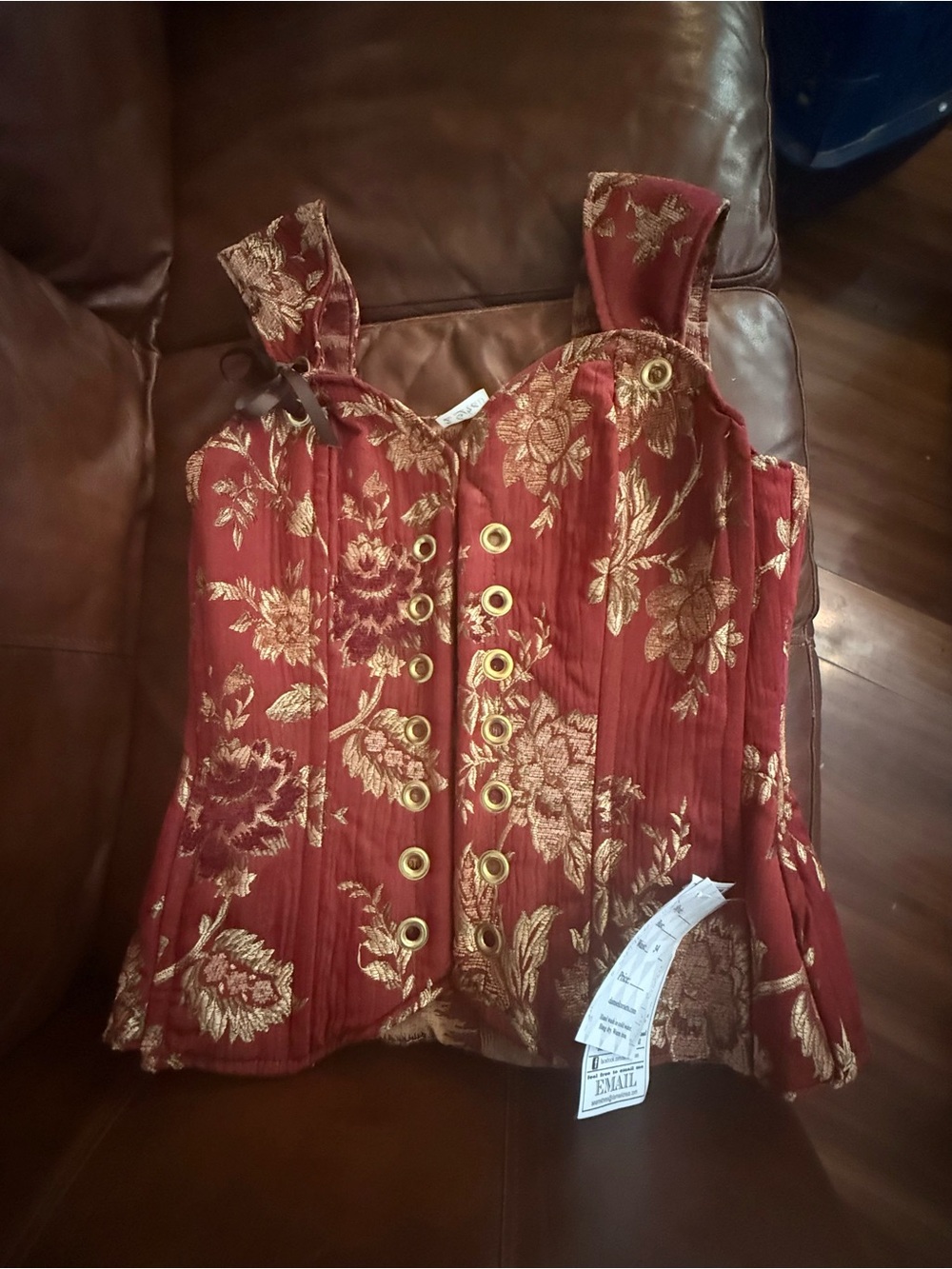 Gold Brocade Red Corset Camisole